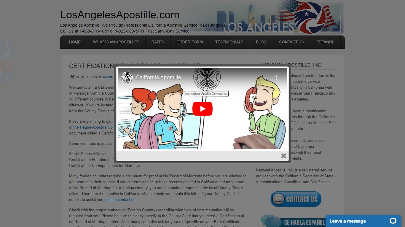Certification of No Record – Marriage — LosAngelesApostille.com